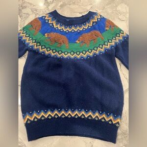 Mini Boden Navy Blue Bear Pattern Sweater 6-7 year